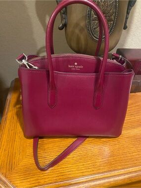 Kate Spade New York Deep Magenta/Maroon Leather Shoulder Bag